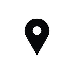 Simple black map pin icon representing location or destination