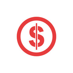 Red circle with a dollar sign inside indicating financial prohibition or restriction