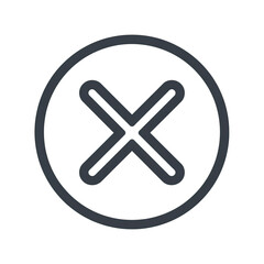 Obraz premium Minimal X Icon in Thin Line Style, No Shadow, Centered on Transparent Background