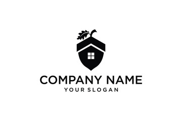 Home Acorn Logo. Home, House and Acorn with Minimalist Style. Oak Home Logo, Icon, Symbol, Vector, Design Inspiration. © stockhub