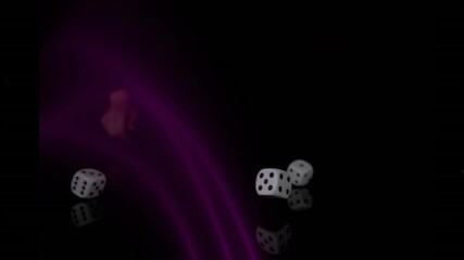 Hand releasing four dice onto glossy floor, dice rolling, settling under neon arcs showing roll - Powered by Adobe