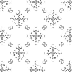 Minimalist Black Seamless Pattern with Simple Floral Line Art for Modern Wallpaper, Fabric Print, and Packaging Design