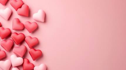 Charming collection of pink and white hearts against a soft pink background for festive occasions