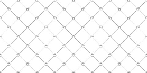 Seamless pattern with simple paw print line art