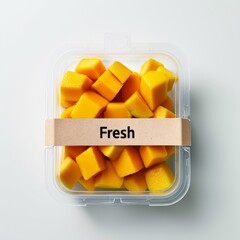 Close-up photo of a transparent plastic box filled with an assortment of fresh seasonal fruit varieties