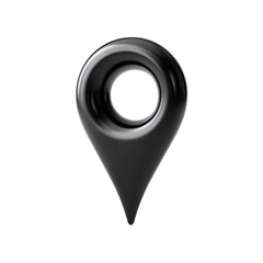 Black map pin icon isolated on transparent background.