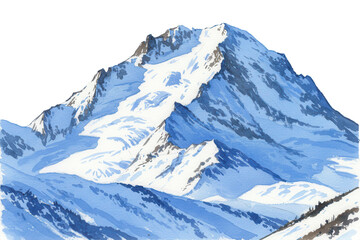 Fototapeta premium Hand painted watercolor snowy mountain illustration isolated on transparent background