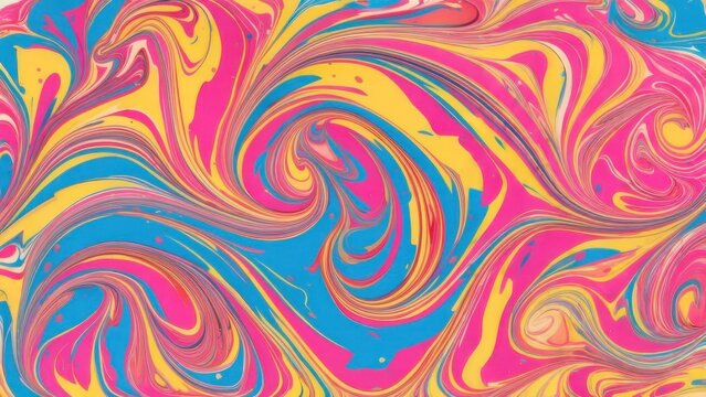 Vibrant abstract swirls of pink, yellow, and blue create a dynamic, energetic background perfect for creative projects