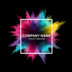 Vibrant Abstract Color Splash Background with White Frame for Company Branding, Flat Vector Elements, Vector Illustration, Simple Vector, Stylized Vector Drawing, Vector Template, Clean Vector Style,