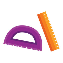 Obraz premium A purple protractor and an orange ruler