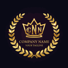 Elegant Golden Crown and Laurel Wreath Logo Design with Shimmering Effects for Premium Branding and Corporate Identity, Flat Vector Elements, Vector Illustration, Simple Vector, Stylized Vector © Kuda