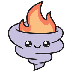 Adorable kawaii cartoon rain cloud character with a happy smiling face and falling raindrops. Cute weather mascot illustration