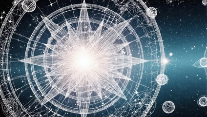 Stunning cosmic star chart and celestial navigation system, revealing infinite universe wonders with glowing constellations and futuristic astronomical design