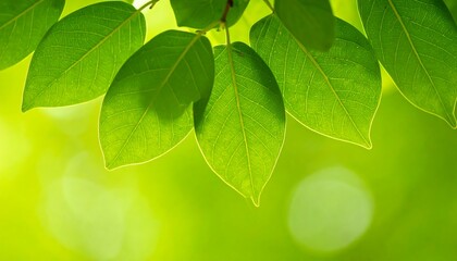 Fresh green leaves in soft light