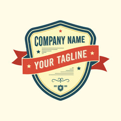 American Style Emblem Badge with Customizable Text and Distressed Texture, Flat Vector Elements, Vector Illustration, Simple Vector, Stylized Vector Drawing, Vector Template, Clean Vector Style,