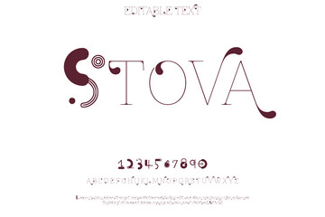 Elegant stova logo with decorative elements and text on white background