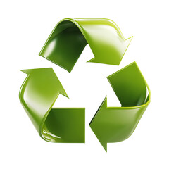 Green recycling symbol isolated on transparent background.