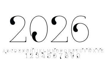 Elegant 2026 year number with decorative flourish and abstract elements