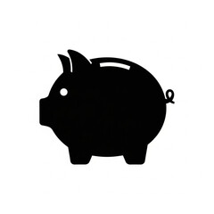 piggy bank on a white background. Piggy bank vector icon for savings, finance, and investment concepts. Simple black and white illustration symbolizing money management, future planning.