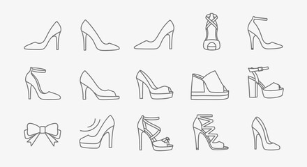 Obraz premium Simple line art icons depicting various ice cream cones, scoops, and desserts, including one location pin.