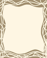 Abstract frame with wavy lines, decorative border on cream background
