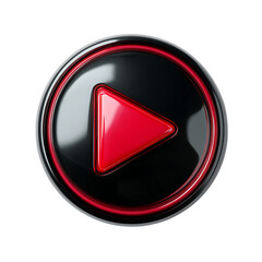 Red play button isolated on transparent background.