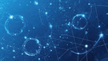 Obraz premium Dynamic abstract digital network with glowing nodes and interconnected lines creating a futuristic, high-tech science concept.