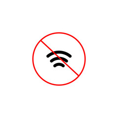 No Wifi Icon Simple Red Circle with Crossed-Out Wi-Fi Symbol