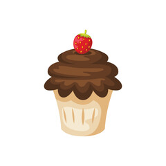 Chocolate cupcake with a strawberry on top