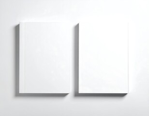Two blank white books on a light background