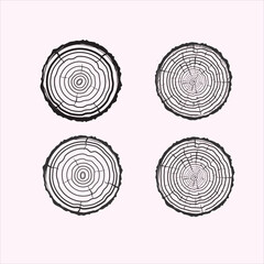 Vector art of four tree ring cross sections