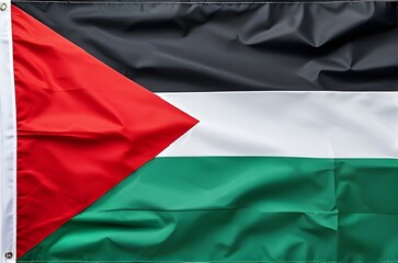Naklejka premium Vibrant Palestinian flag waving proudly, symbolizing national identity and heritage with bold colors and crisp detail