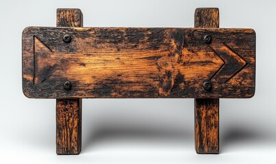 Rustic wooden sign with directional arrows.  Simple, weathered look