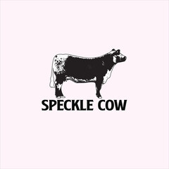 Vector art of silhouette of a speckled cow with text below