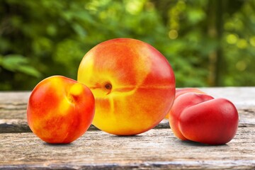 Fresh tasty ripe peach fruits