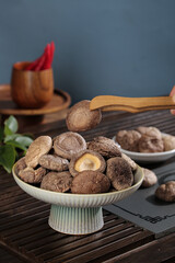 Fresh Shiitake Mushrooms in White Bowl - Natural Cooking Ingredients Showcase