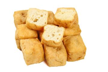 Deep Fried Tofu Cubes - Golden Crispy Asian Vegetarian Protein Food Ingredient