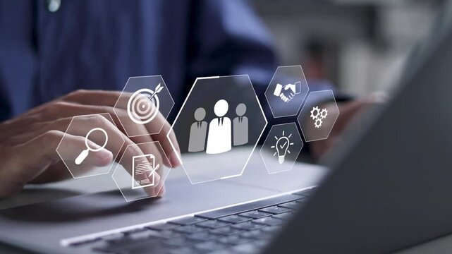 HR, human resources management concept. Recruitment process to work efficiently and achieve sustainable business success. team building. 