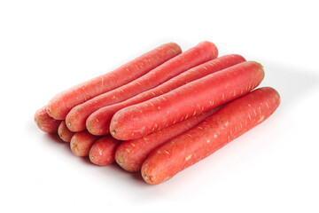 Fresh Red Carrots on White Background - Healthy Organic Vegetables