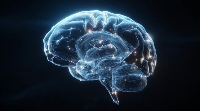 A high-definition image of a glowing brain, representing neural connections and advanced scientific exploration.
