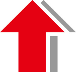 影付き太い矢印のアイコン、赤
Thick arrow icon with shadow, red