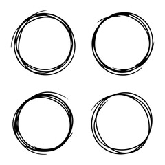 Hand drawn abstract circle frame sketch design element for decoration