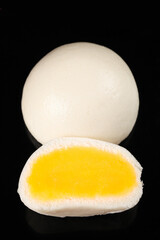 Chinese Steamed Custard Bun Golden Filled Fluffy White Bun Traditional Asian Dessert Breakfast Food
