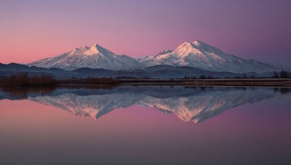 Mountain reflection sunrise landscape