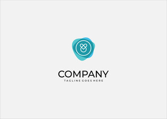 Abstract infinity heart logo design connection unity symbol modern circle shape blue minimal geometric love harmony balance continuous.