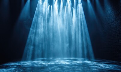 Dark blue stage with spotlights