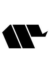 Abstract rhinoceros monogram. A modern geometric rhino symbol. Stylized rhinoceros horn and body logo.