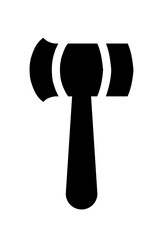 A solid abstract hammer. A simple icon of a hammer. A stylized gavel or mallet.