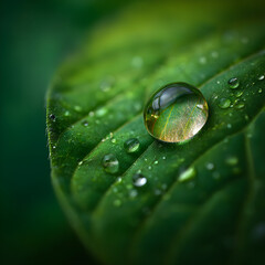 Nature's Intricate Details Capturing the Beauty of aSingle Raindrop on a Leaf nder Close Observation
