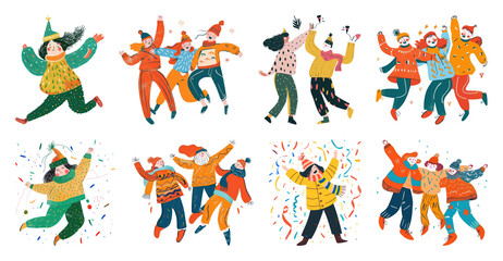 PNG Colorful winter fun illustration, element set on transparent background